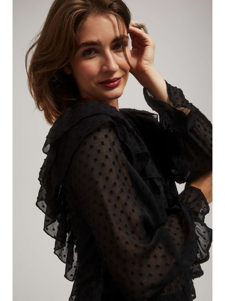 Moodo Fekete fodros hosszú ujjú ing Moodo