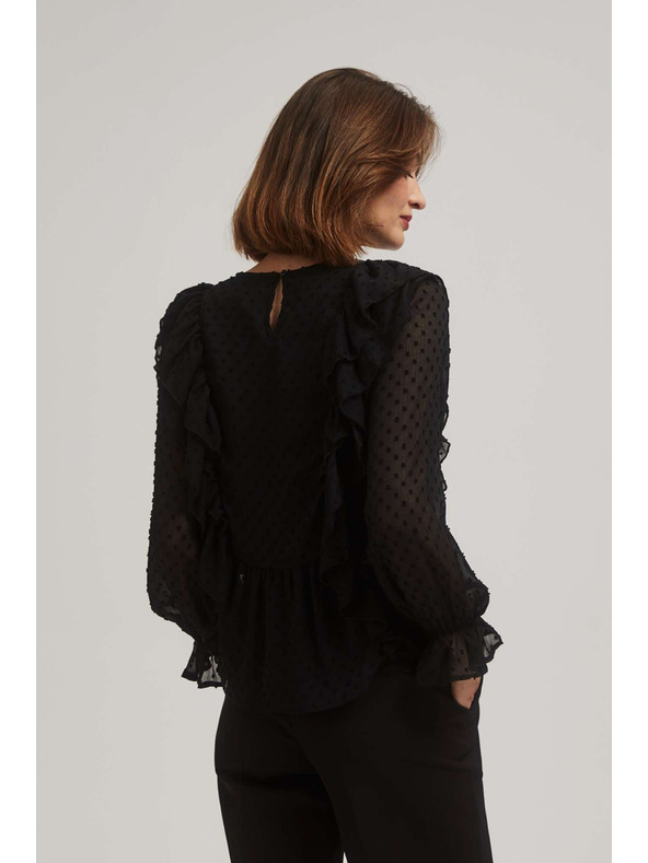 Moodo Fekete fodros hosszú ujjú ing Moodo