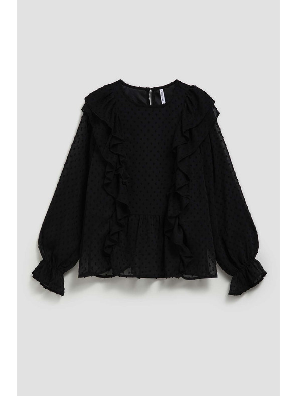 Moodo Fekete fodros hosszú ujjú ing Moodo