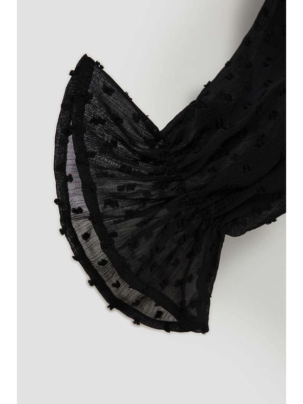 Moodo Fekete fodros hosszú ujjú ing Moodo