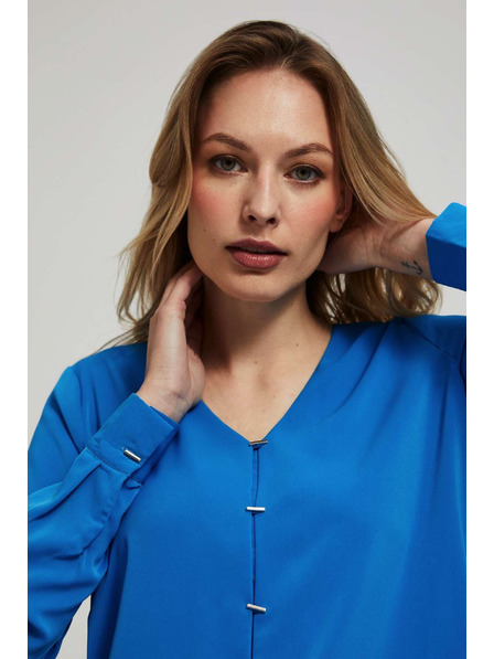 Moodo Azúrkék V-nyakú ing finom gombokkal Moodo