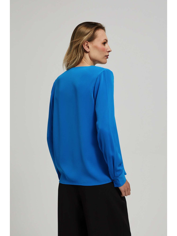 Moodo Azúrkék V-nyakú ing finom gombokkal Moodo