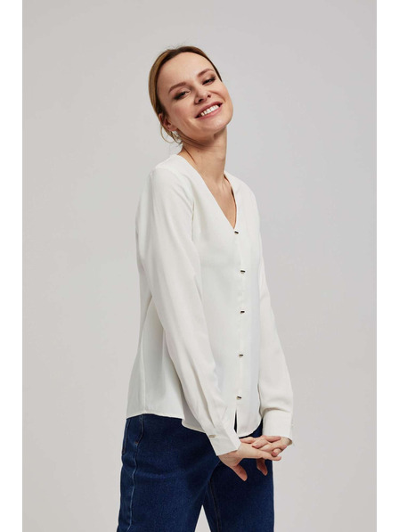 Moodo Gyöngyházfényű V-nyakú ing finom gyöngyházgombokkal Moodo