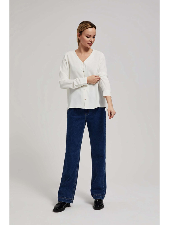 Moodo Gyöngyházfényű V-nyakú ing finom gyöngyházgombokkal Moodo