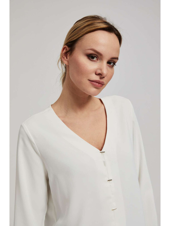 Moodo Gyöngyházfényű V-nyakú ing finom gyöngyházgombokkal Moodo