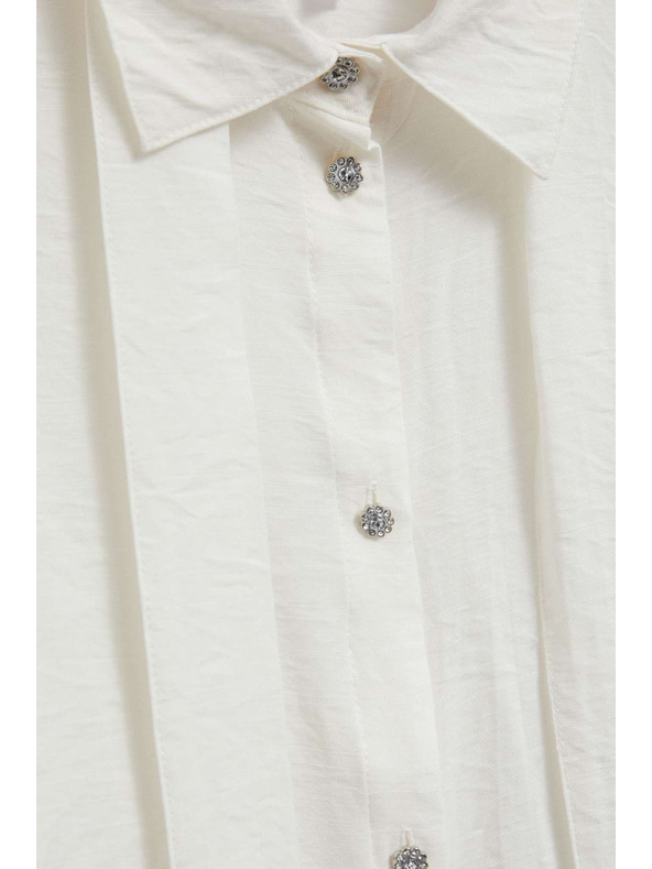 Moodo Gyöngyházfényű ing megkötős nyakrésszel és díszgombokkal Moodo