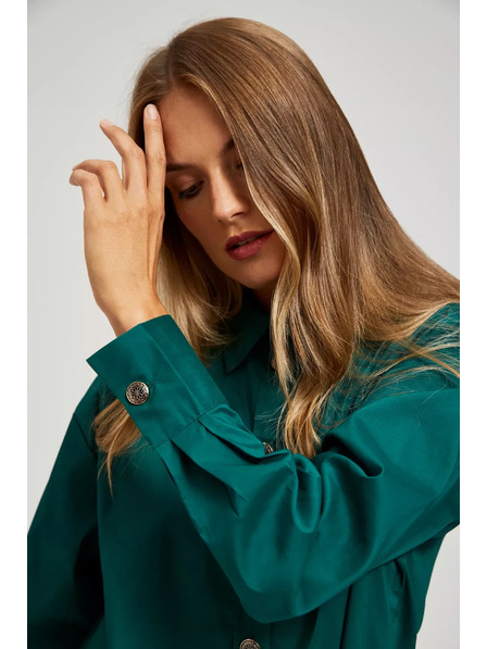 Moodo Smaragdzöld blúz díszgombokkal Moodo