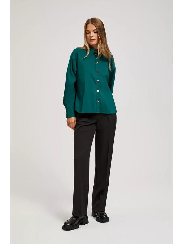 Moodo Smaragdzöld blúz díszgombokkal Moodo