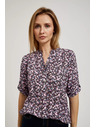Moodo Sötétkék virágmintás ing feltűrt ujjakkal Moodo
