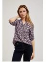 Moodo Sötétkék virágmintás ing feltűrt ujjakkal Moodo