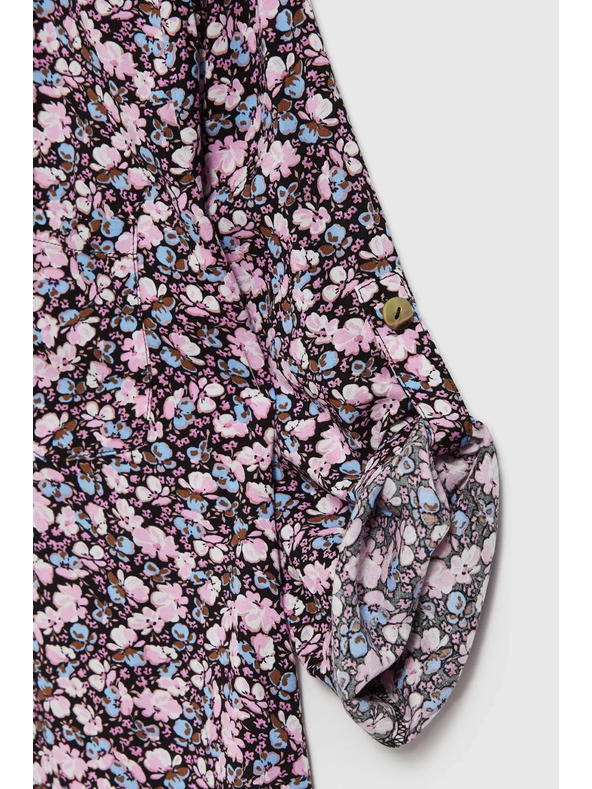 Moodo Sötétkék virágmintás ing feltűrt ujjakkal Moodo