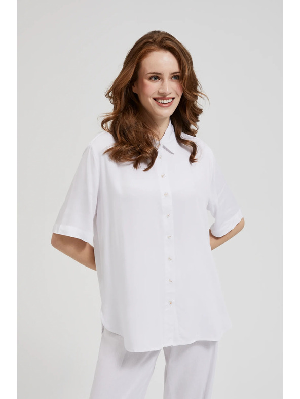 Moodo Fehér viszkóz ing gallérral Moodo