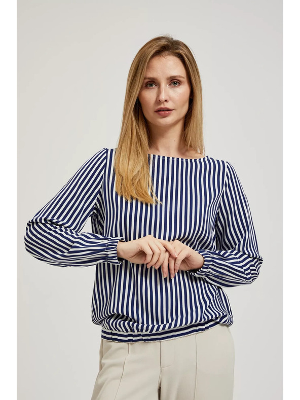 Moodo Fehér-sötétkék kerek nyakú vékony pántos ing Moodo