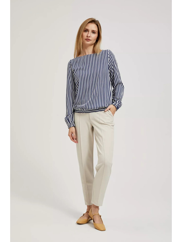 Moodo Fehér-sötétkék kerek nyakú vékony pántos ing Moodo