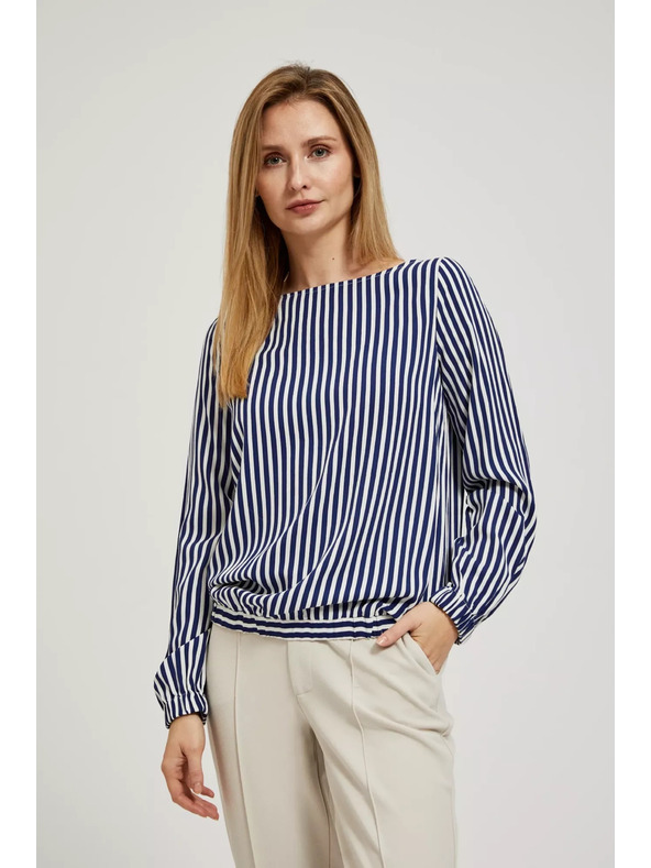 Moodo Fehér-sötétkék kerek nyakú vékony pántos ing Moodo