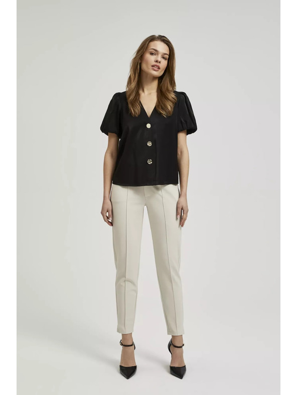 Moodo Fekete ing ráncolt ujjakkal és díszgombokkal Moodo