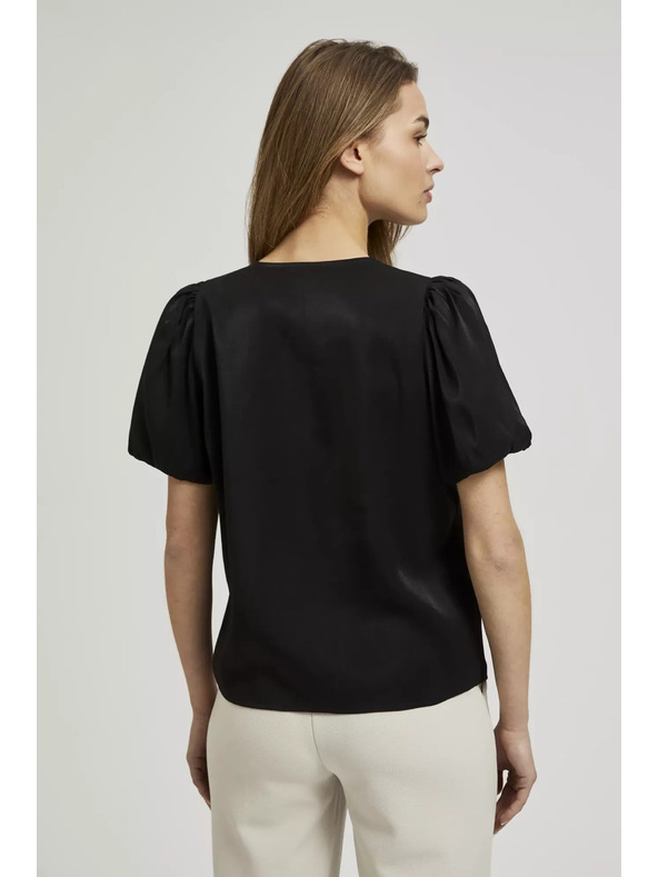 Moodo Fekete ing ráncolt ujjakkal és díszgombokkal Moodo