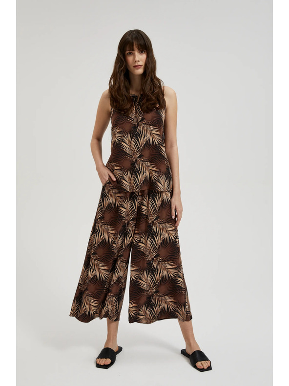 Moodo Fekete trópusi mintás ing megkötős nyakrésszel Moodo