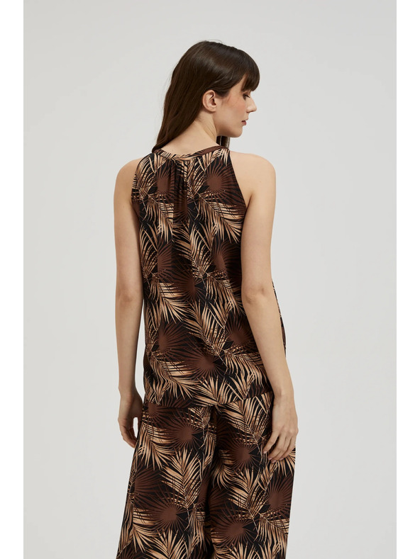 Moodo Fekete trópusi mintás ing megkötős nyakrésszel Moodo