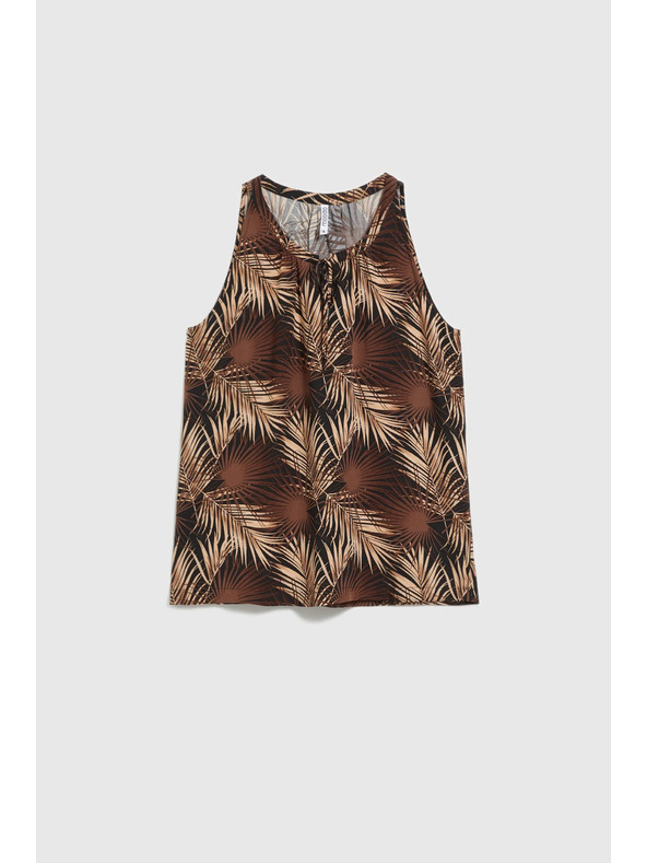 Moodo Fekete trópusi mintás ing megkötős nyakrésszel Moodo