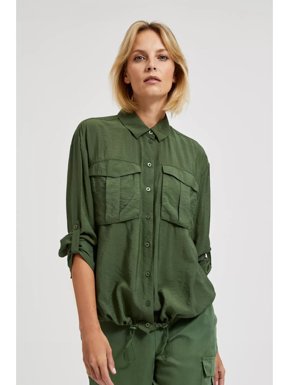 Moodo Khaki ing zsebekkel és feltűrt ujjakkal Moodo