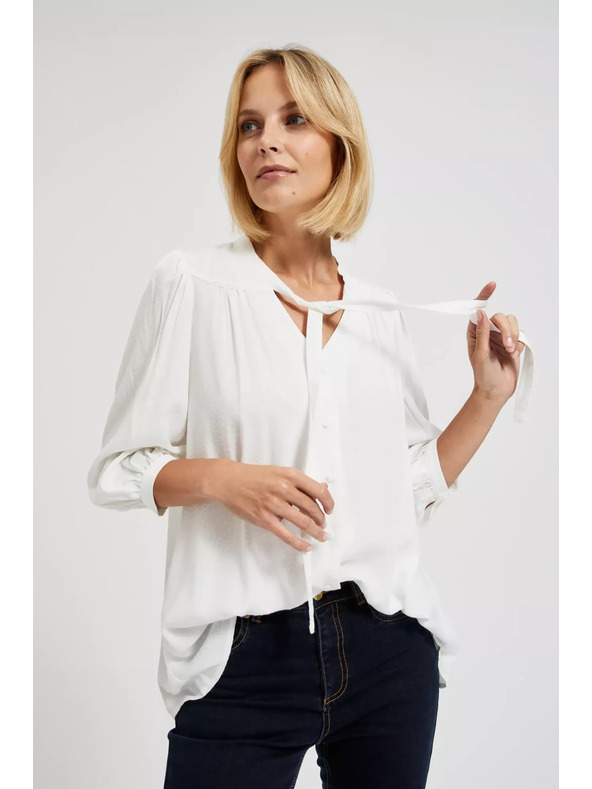 Moodo Fehér gombos ing megkötött dekoltázzsal Moodo