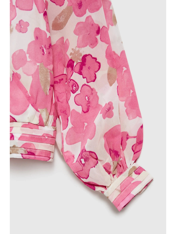 Moodo Rózsaszín virágos ing fodros ujjakkal Moodo