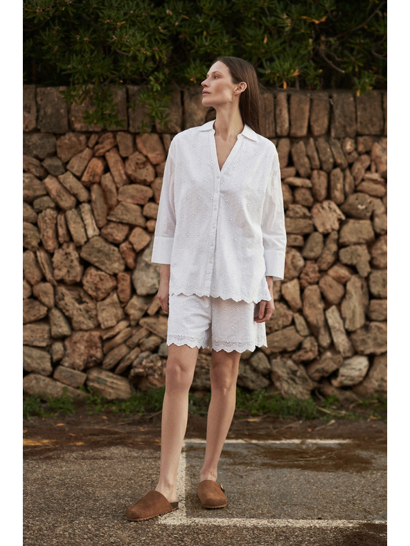 Moodo Fehér oversize V-nyakú ing Moodo