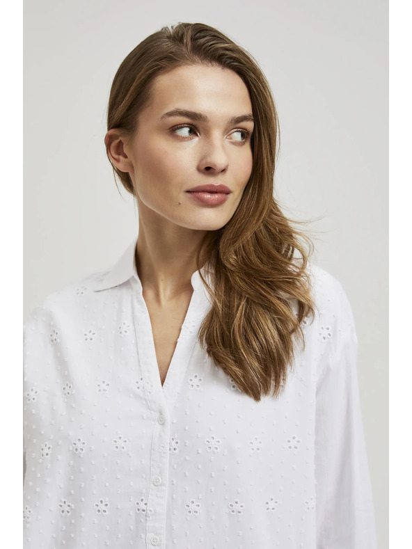 Moodo Fehér oversize V-nyakú ing Moodo