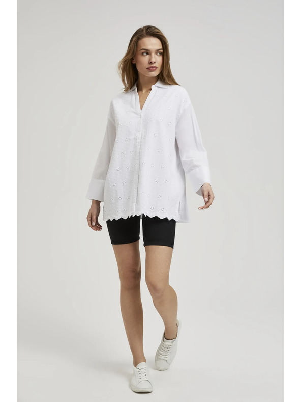 Moodo Fehér oversize V-nyakú ing Moodo