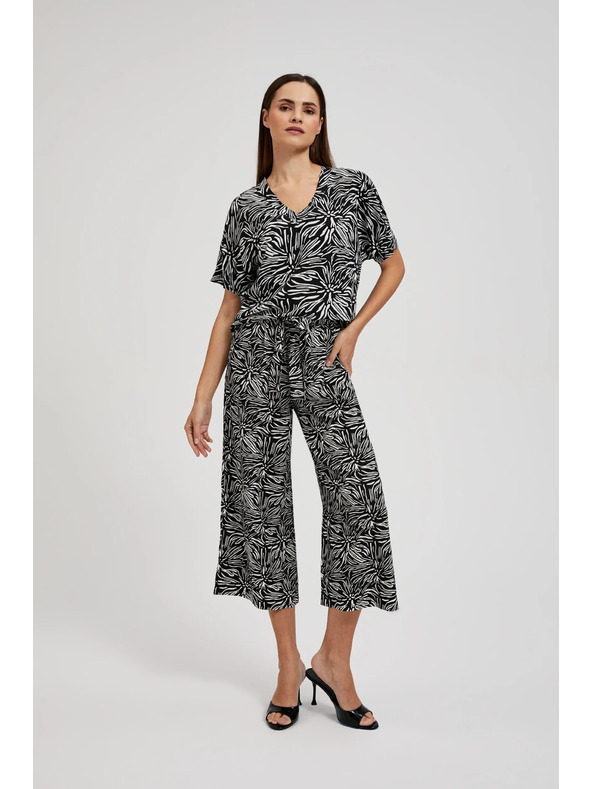 Moodo Mintás viszkóz ing, fekete Moodo