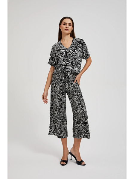 Moodo Mintás viszkóz ing, fekete Moodo