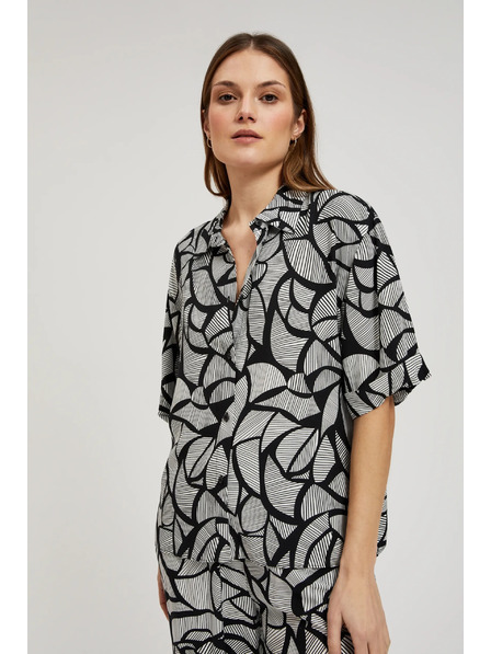 Moodo Viszkóz ing fekete-fehér Moodo