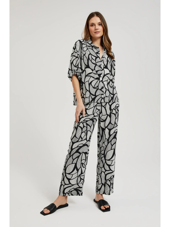 Moodo Viszkóz ing fekete-fehér Moodo