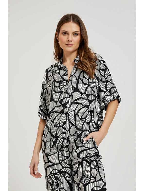 Moodo Viszkóz ing fekete-fehér Moodo