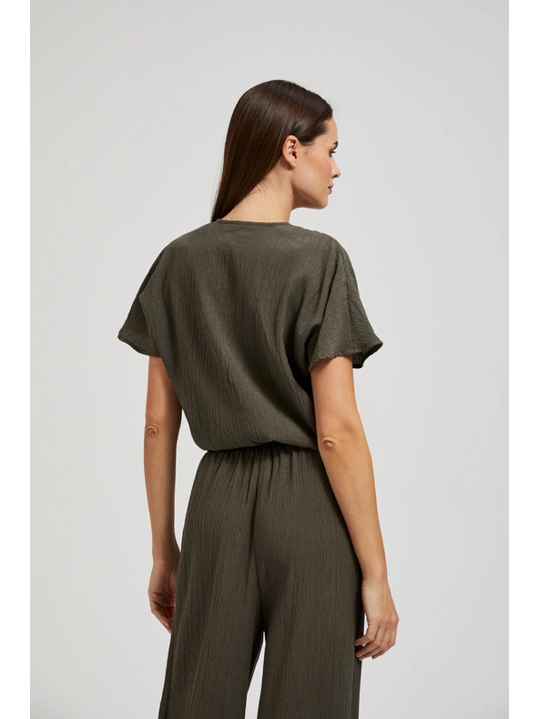 Moodo V-nyakú rövid ujjú ing, olíva Moodo