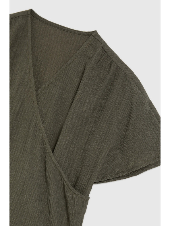 Moodo V-nyakú rövid ujjú ing, olíva Moodo