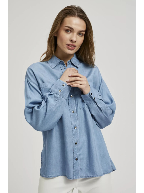 Moodo Kék lyocell ing gallérral, gombokkal Moodo