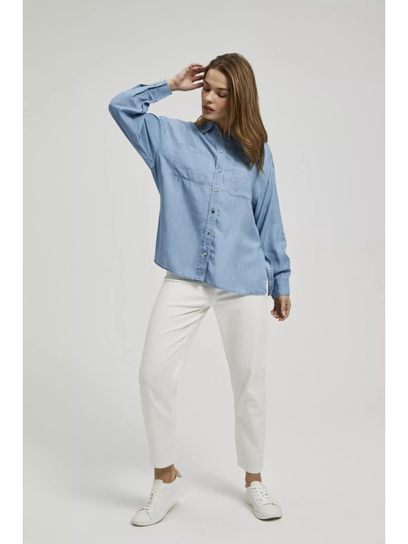 Moodo Kék lyocell ing gallérral, gombokkal Moodo