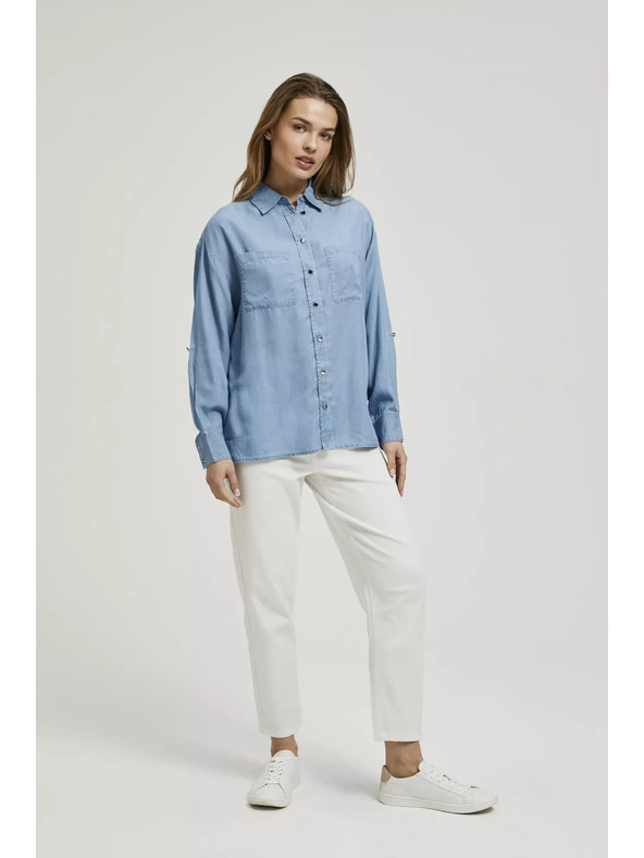 Moodo Kék lyocell ing gallérral, gombokkal Moodo