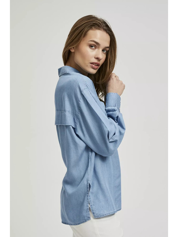 Moodo Kék lyocell ing gallérral, gombokkal Moodo