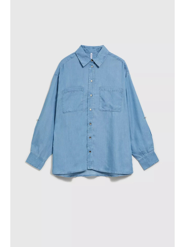 Moodo Kék lyocell ing gallérral, gombokkal Moodo