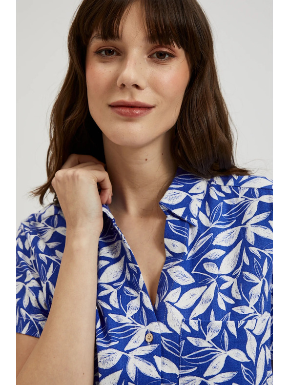 Moodo Kék ing gallérral és növényi mintával Moodo