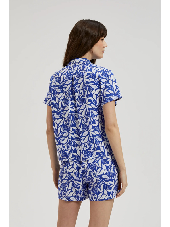 Moodo Kék ing gallérral és növényi mintával Moodo