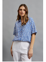 Moodo Kék csíkos ing gombokkal és zsebekke Moodo