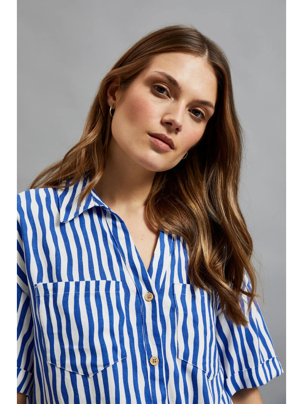 Moodo Kék csíkos ing gombokkal és zsebekke Moodo