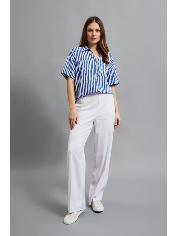 Moodo Kék csíkos ing gombokkal és zsebekke Moodo