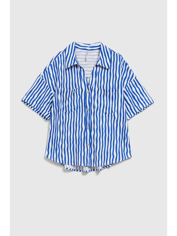 Moodo Kék csíkos ing gombokkal és zsebekke Moodo