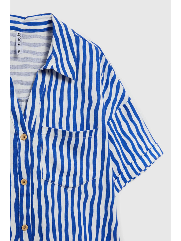 Moodo Kék csíkos ing gombokkal és zsebekke Moodo