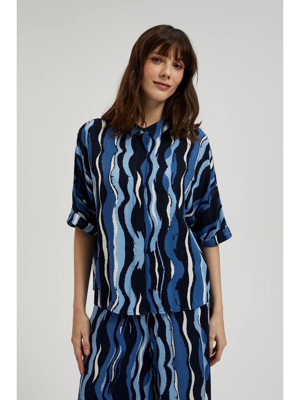 Moodo Mintás rövid ujjú ing, kék Moodo